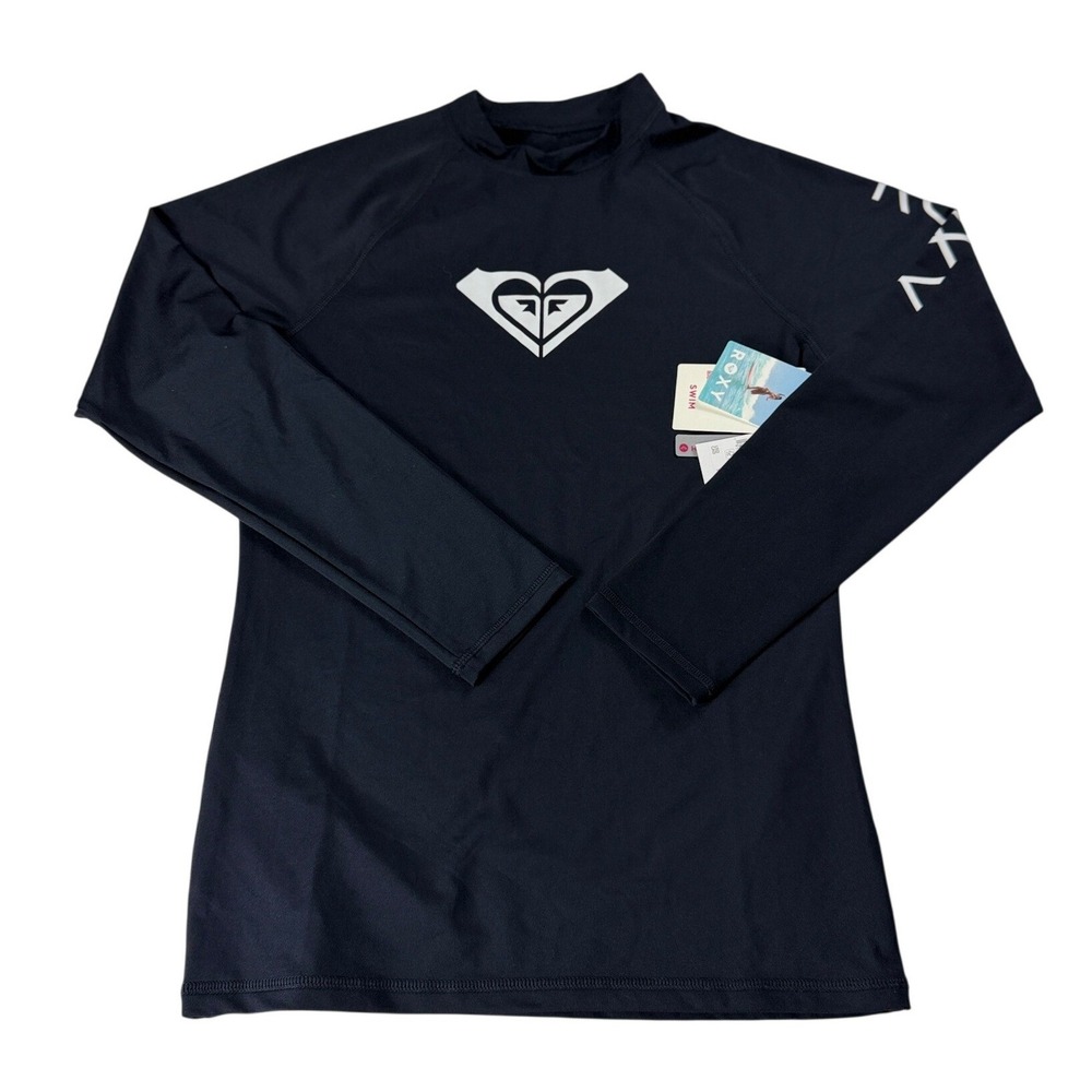 Roxy Whole Hearted LS Black Long Sleeve Rash Guard UPF 50+ ERJWR03547 Mens‎ M